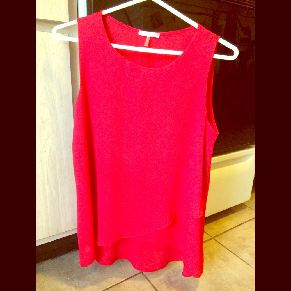 Red sheer sleeveless blouse